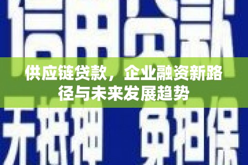 朱家尖供应链贷款，企业融资新路径与未来发展趋势