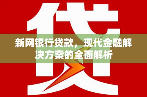 习水新网银行贷款，现代金融解决方案的全面解析