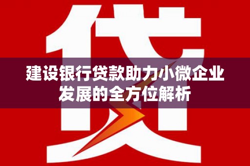 神池建设银行贷款助力小微企业发展的全方位解析